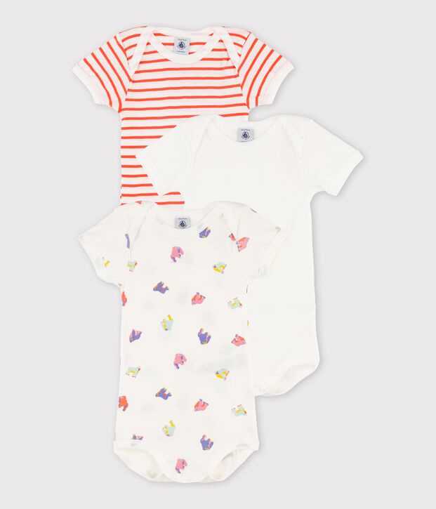 Lot de 3 bodies manches courtes b&eacute;b&eacute; gar&ccedil;on multicouleur