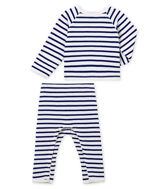 Pyjama bébé mixte en tubique blanc MARSHMALLOW/bleu SMOKING