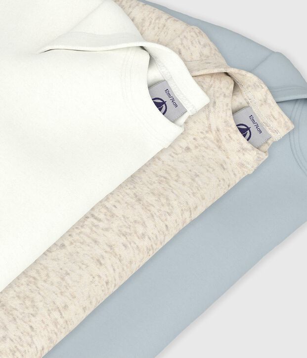 Lot de 3 bodies manches longues unis en coton multicouleur