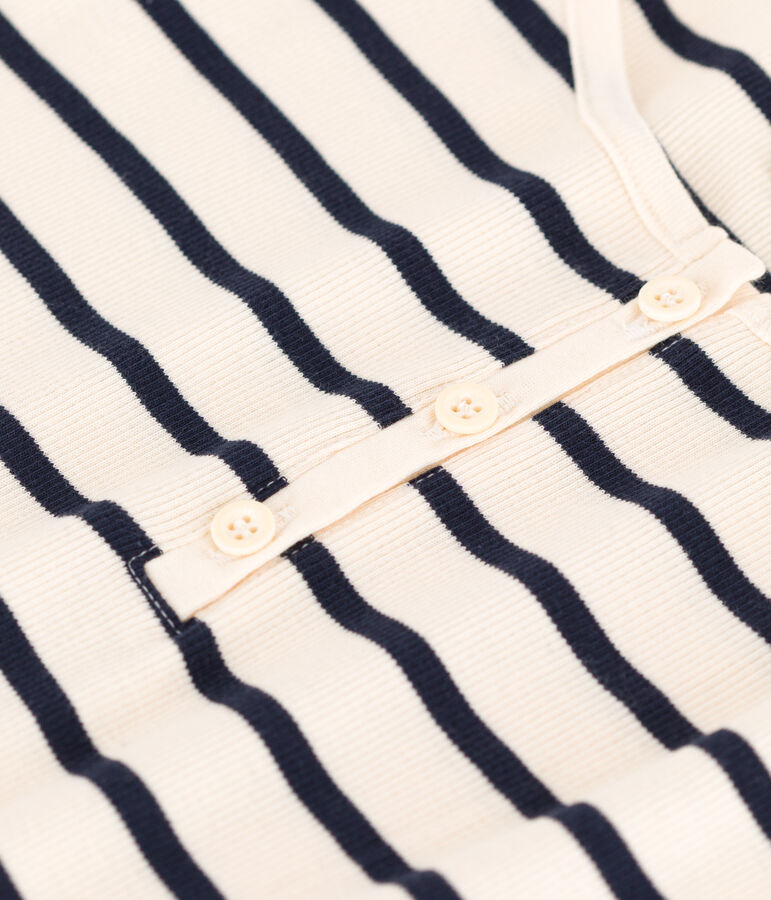 Chemise &agrave; bretelles en coton Femme &eacute;cru/bleu