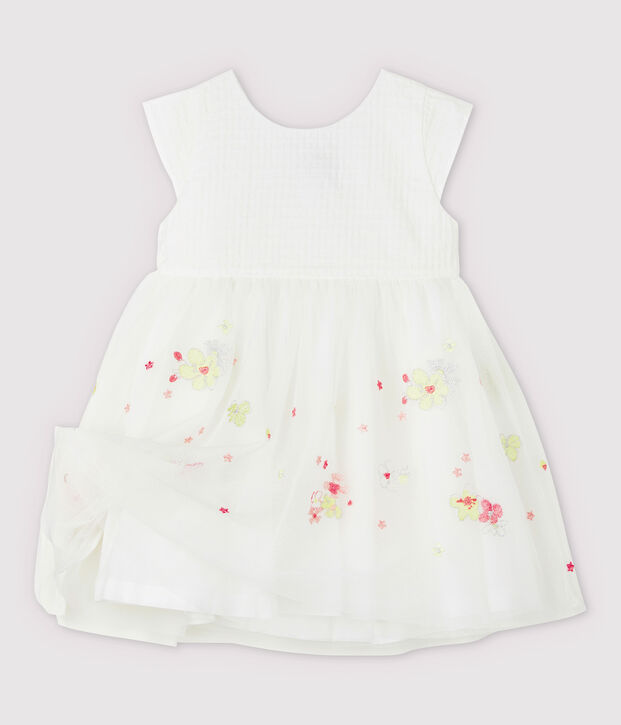 Robe de c&eacute;r&eacute;monie avec du tulle brod&eacute; b&eacute;b&eacute; fille blanc/multicouleur