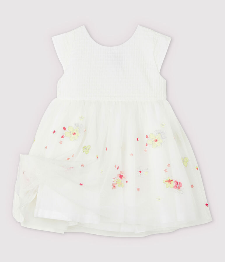 Robe de c&eacute;r&eacute;monie avec du tulle brod&eacute; b&eacute;b&eacute; fille blanc MARSHMALLOW/blanc MULTICO