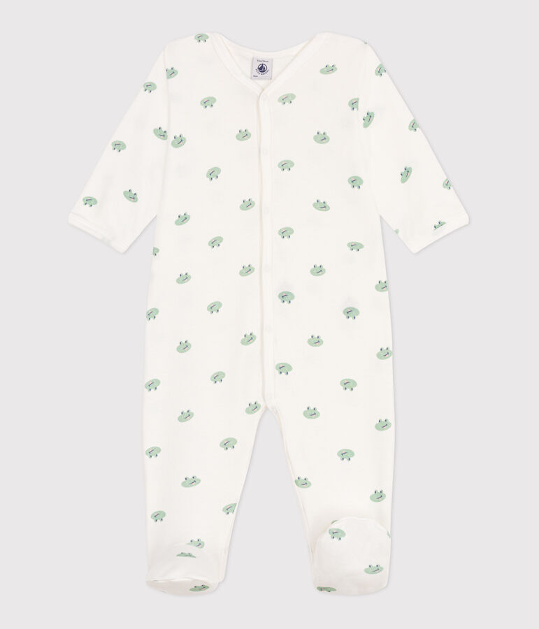 Pyjama b&eacute;b&eacute; en coton grenouilles blanc MARSHMALLOW/blanc MULTICO