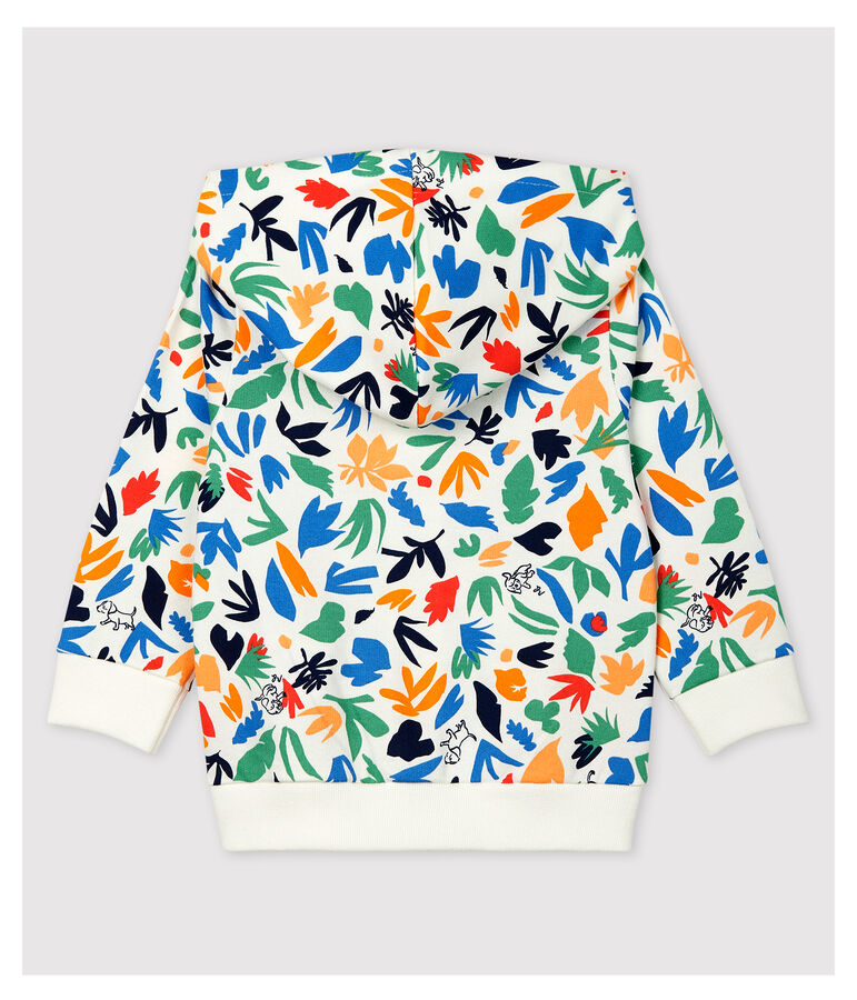 Cardigan en molleton b&eacute;b&eacute;. blanc MARSHMALLOW/blanc MULTICO