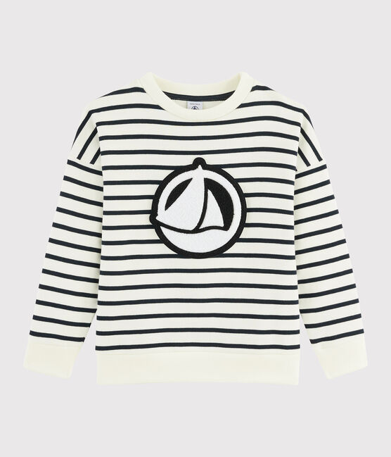 Sweatshirt enfant garçon blanc MARSHMALLOW/bleu SMOKING