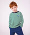 Tee-shirt enfant manches longues &agrave; rayures vert/beige/vert