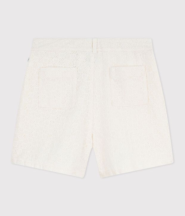 Short enfant en coton motifs c&oelig;urs blanc