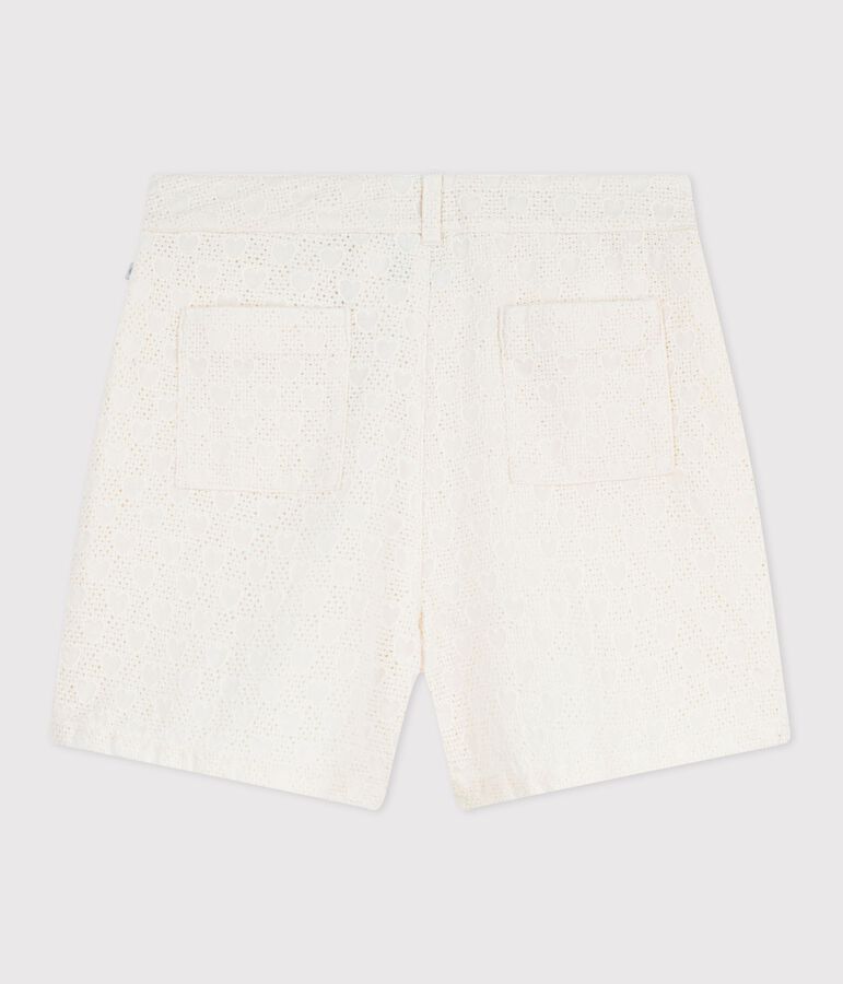 Short enfant en coton motifs c&oelig;urs blanc MARSHMALLOW