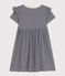 Robe rayée manches courtes en coton enfant fille bleu SMOKING/blanc MARSHMALLOW