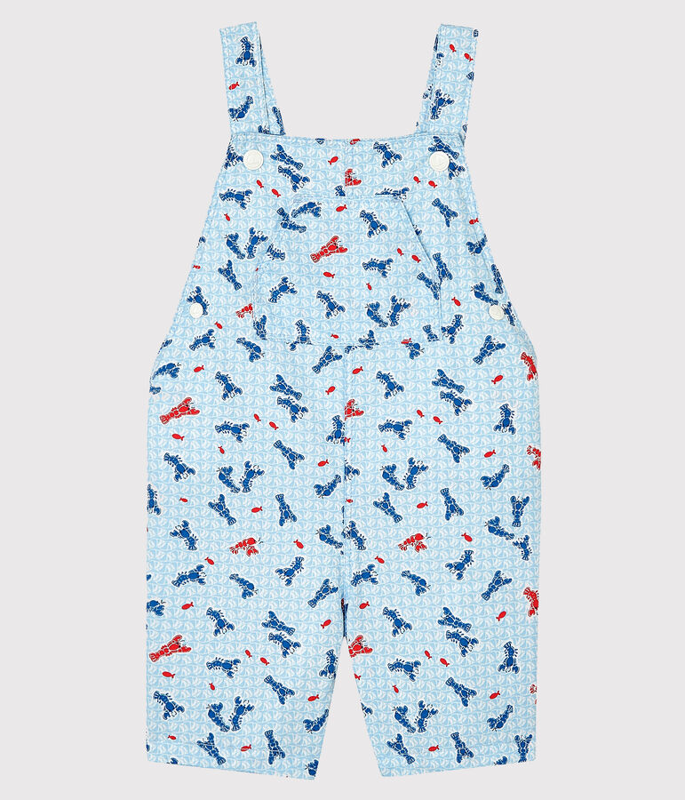 Salopette courte imprim&eacute;e b&eacute;b&eacute; gar&ccedil;on blanc MARSHMALLOW/blanc MULTICO