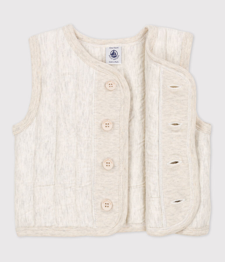 Veste b&eacute;b&eacute; sans manche en tubique matelass&eacute; beige MONTELIMAR CHINE