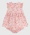 Robe bébé en coton sans manche avec son bloomer rose JOLI/blanc MULTICO