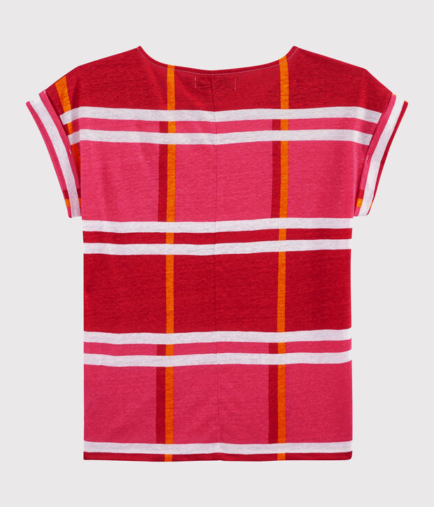 Tee shirt lin femme rose/multicouleur