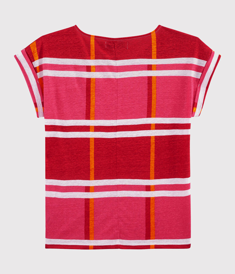 Tee shirt lin femme rose/multicouleur