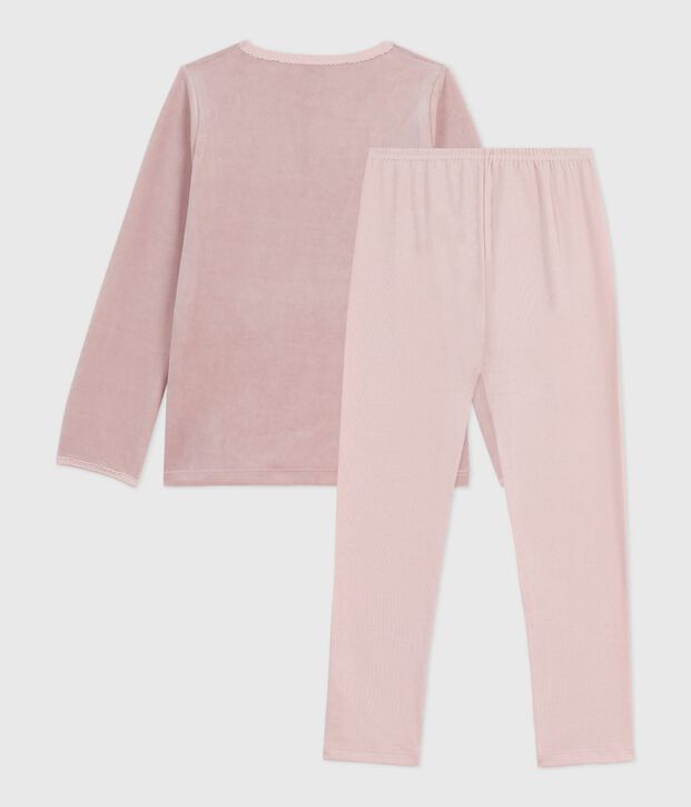 Pyjama en velours enfant rose/multicouleur