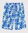 Bermuda short enfant en coton imprimé bleu MARSHMALLOW/ PORCELANA