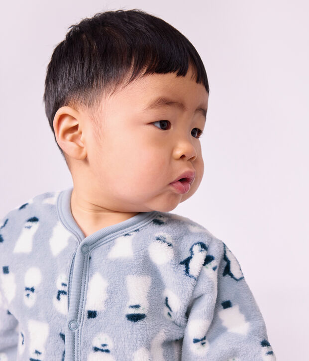 Surpyjama b&eacute;b&eacute; en polaire imprim&eacute; bonhomme de neige bleu/multicouleur