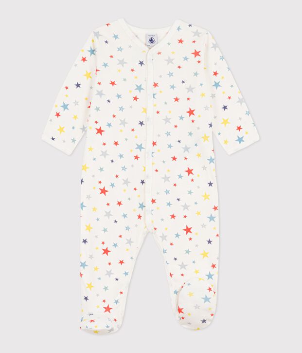 Pyjama b&eacute;b&eacute; en coton imprim&eacute; &eacute;toiles blanc/multicouleur