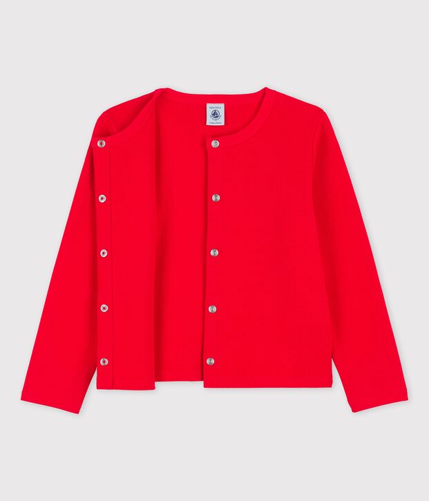 Cardigan en coton enfant fille rouge