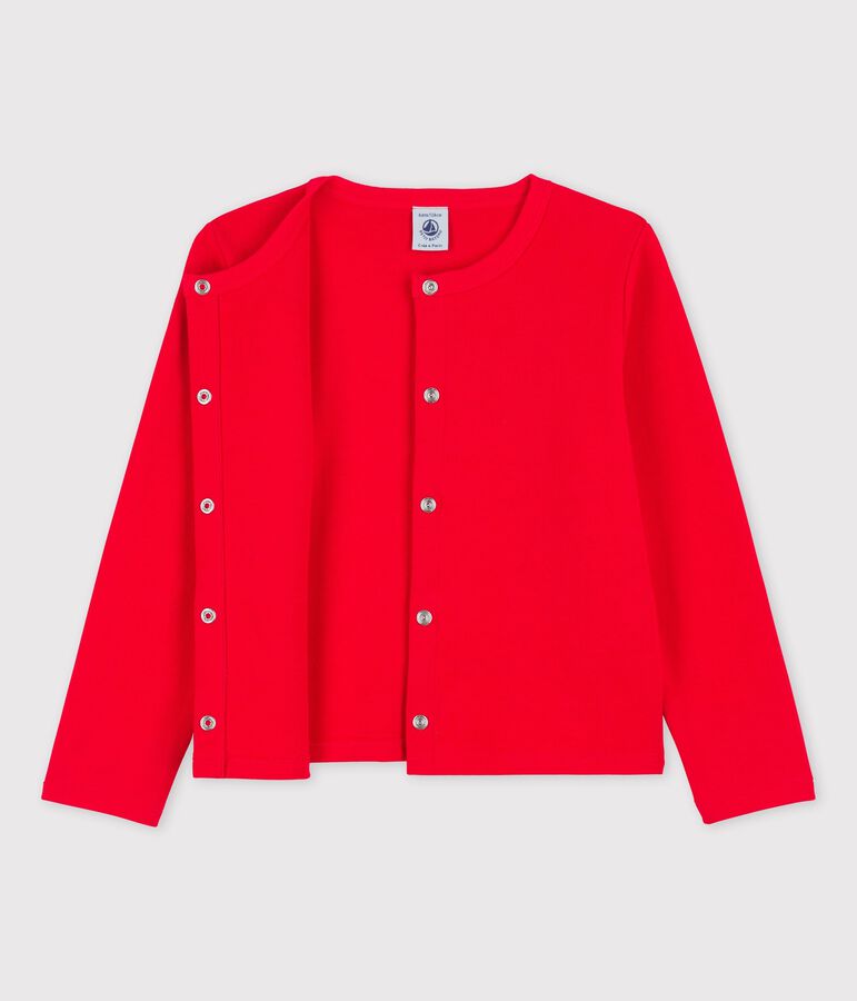 Cardigan en coton enfant fille rouge PEPS