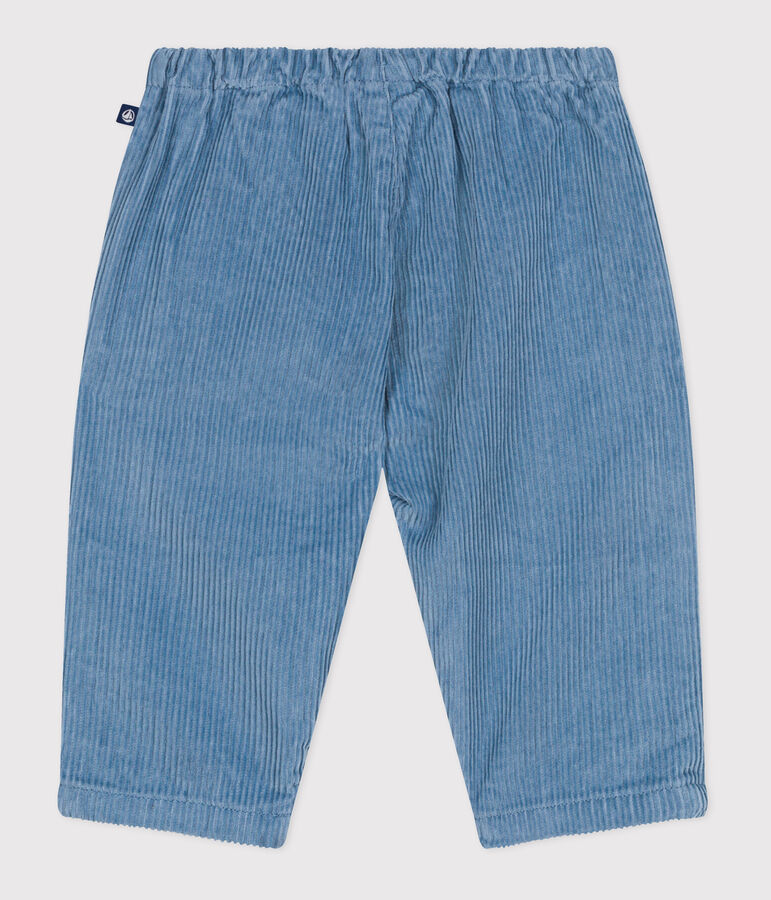 Pantalon b&eacute;b&eacute; en velours uni bleu ADRIATIC