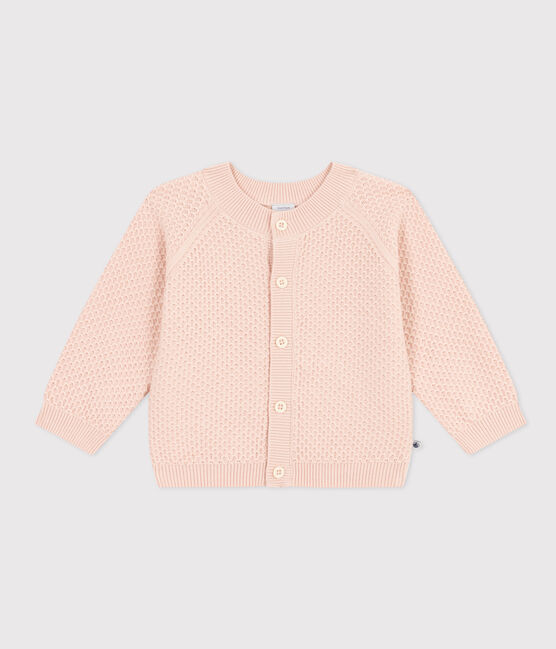 Cardigan en tricot de coton bébé rose SALINE