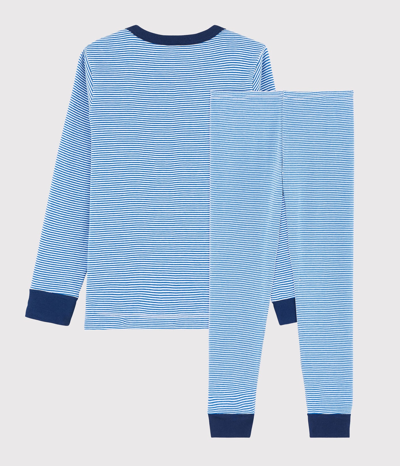 Pyjama milleraies bleu petit garçon en côte RUISSEAU/MARSHMALLOW