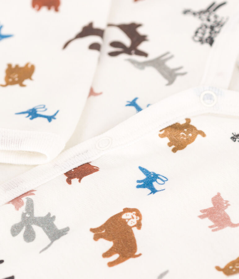 Pyjama b&eacute;b&eacute; sans pieds en coton blanc MARSHMALLOW/ ECUREUIL