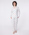 Pyjama femme en coton boutonné imprimé cœurs blanc MARSHMALLOW/blanc MULTICO