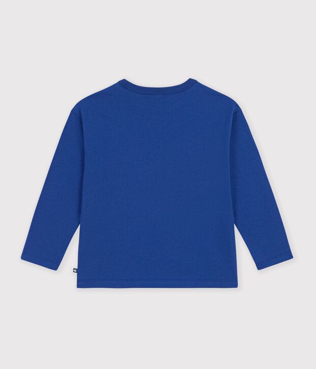 Tee-shirt enfant manches longues &agrave; motif bleu