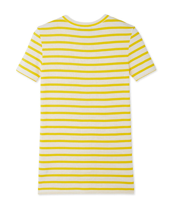 T-shirt femme en c&ocirc;te originale ray&eacute;e jaune/blanc