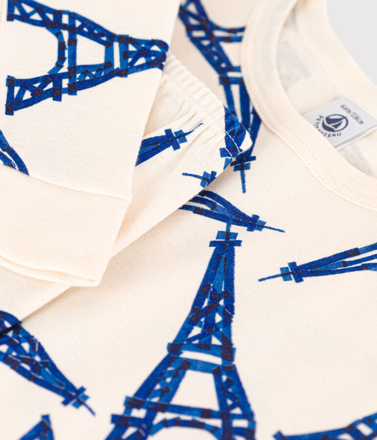 Pyjama ajust&eacute; en coton enfant blanc AVALANCHE/ MULTICO