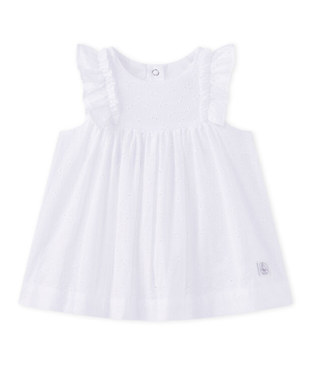Robe b&eacute;b&eacute; fille en broderie anglaise blanc