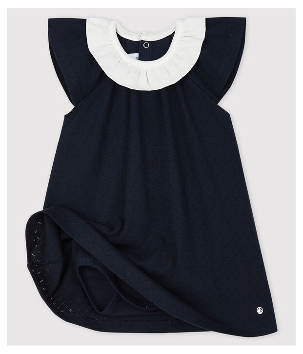 Robe body avec col en c&ocirc;te b&eacute;b&eacute; fille bleu marine