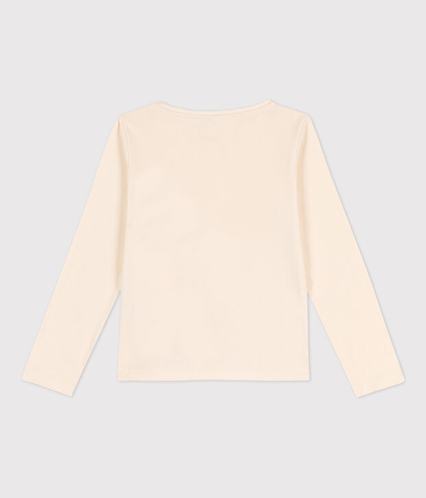 Tee-shirt manches longues en coton enfant fille / gar&ccedil;on &eacute;cru/orange