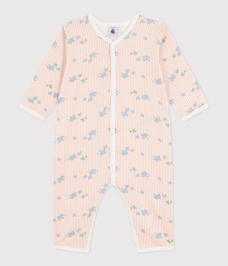 Pyjama b&eacute;b&eacute; en coton sans pieds imprim&eacute; &eacute;l&eacute;phants blanc MARSHMALLOW/blanc MULTICO