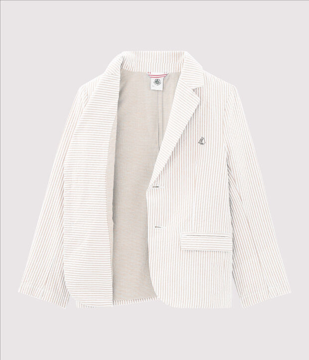 Veste enfant garcon beige/blanc