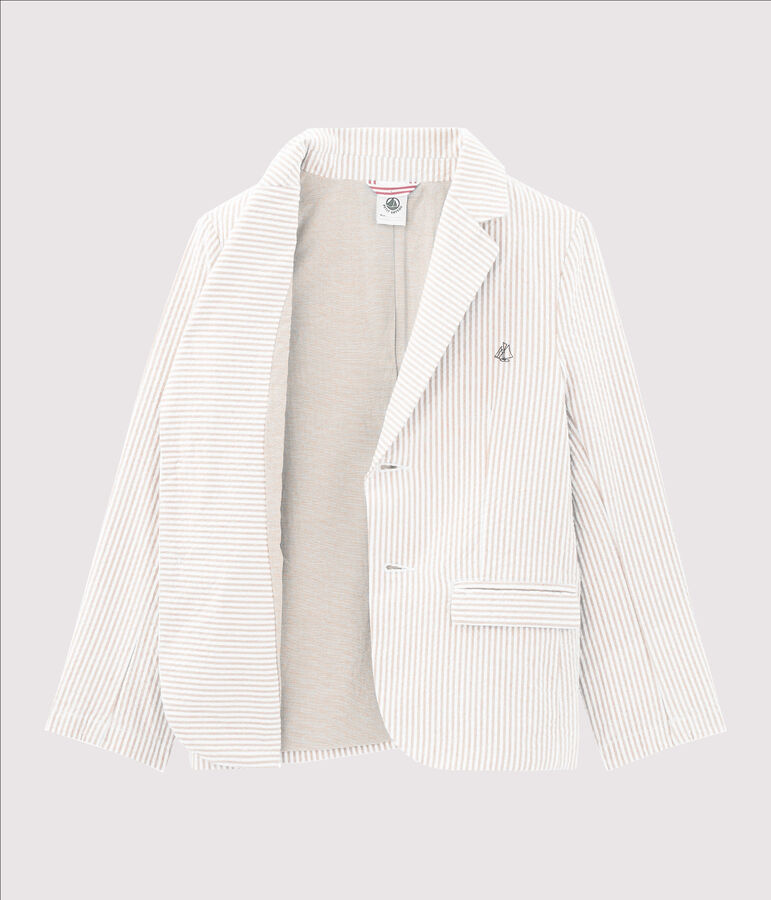Veste enfant garcon beige/blanc