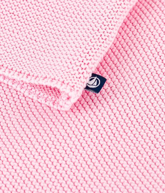 Cardigan bébé tricot point mousse en coton rose MARQUISE