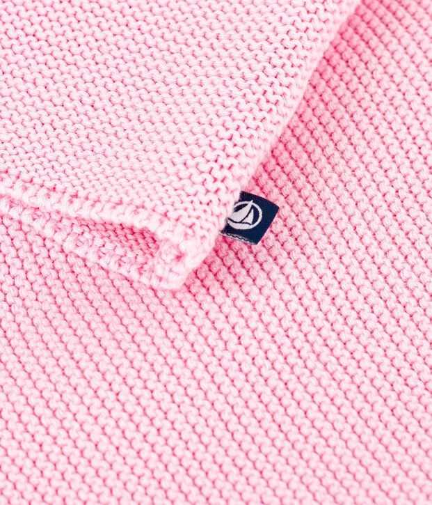 Cardigan b&eacute;b&eacute; tricot point mousse en coton rose clair