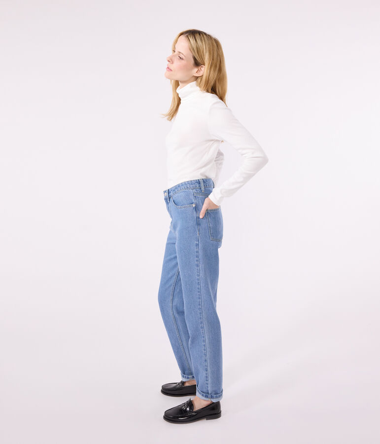 Tee-shirt l'Iconique Col roul&eacute; en coton femme blanc ECUME