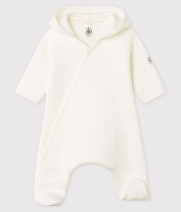 Combinaison longue b&eacute;b&eacute; en tubique matelass&eacute; blanc