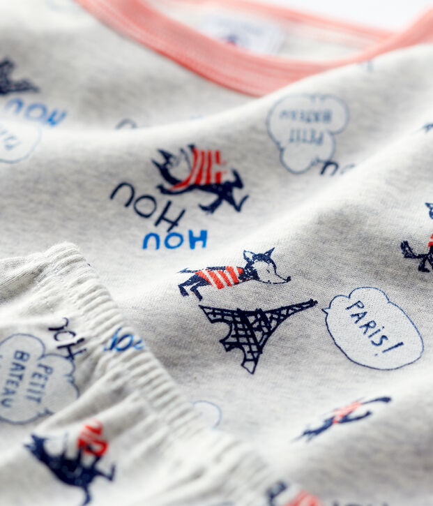 Pyjama snugfit imprim&eacute; Paris petit gar&ccedil;on en coton biologique gris/multicouleur