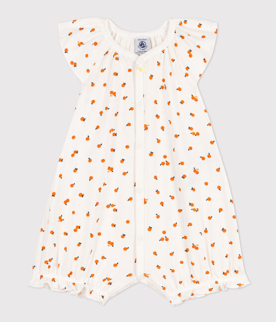 Combinaison courte oranges en coton bébé blanc MARSHMALLOW/blanc MULTICO