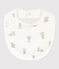 Bavoir unitaire en coton blanc MARSHMALLOW/gris SOURICEAU