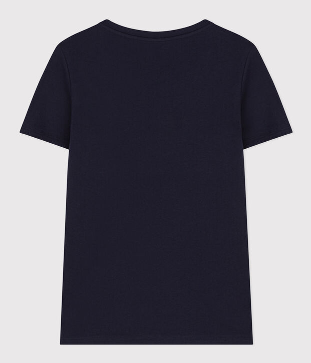 Tee-shirt LE DROIT col V en coton Femme bleu marine