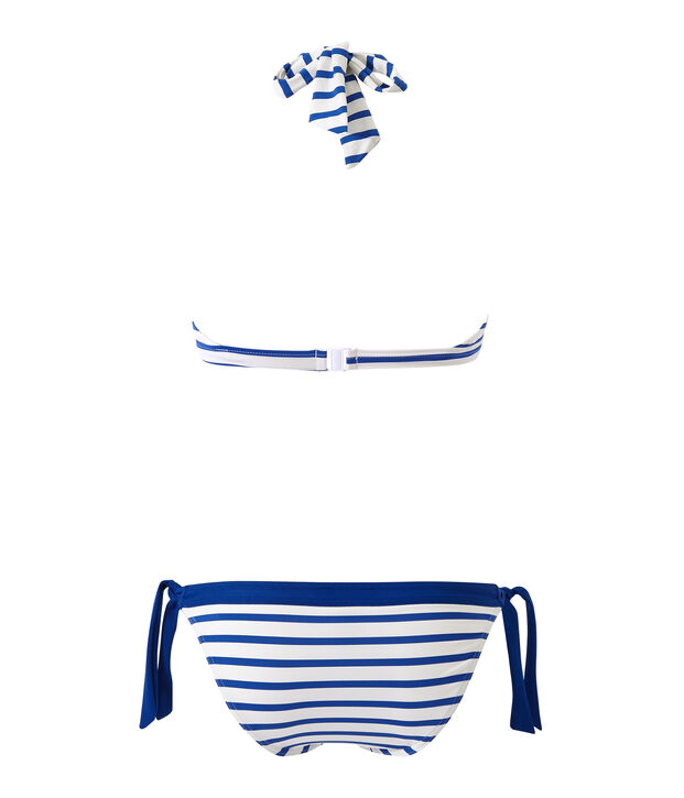 Maillot de bain 2 pi&egrave;ces femme ray&eacute; blanc/bleu