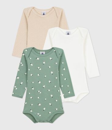 Lot de bodies manches longues en coton imprimé moutons bébé