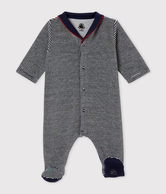 Dors bien velours milleraies bébé garçon bleu SMOKING/blanc MULTICO