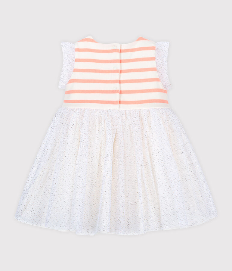 Robe bi-mati&egrave;res b&eacute;b&eacute; fille blanc MARSHMALLOW/rose PATIENCE